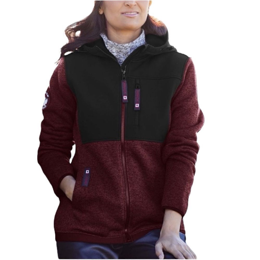 NWT Canada Gear Wine & Black Hooded Zip-Up Fleece Jacket, Size M
